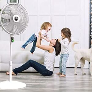 Lasko EcoQuiet Oscillating Pedestal Fan with Whisper Quiet DC Motor, 12 Speeds, 8 Hour Timer, Adjustable Height, Remote Control, White, S18705, Large