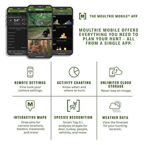 Moultrie Edge Cellular Trail Camera -Auto Connect - Nationwide Coverage - 720p Video with Audio - Built in Memory - Cloud Storage - 80 ft Low Glow IR LED Flash