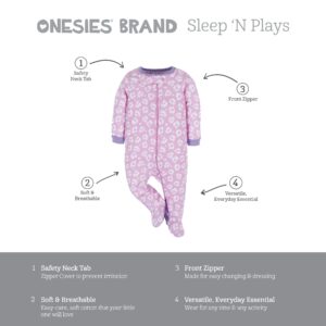 Onesies Brand Baby Girl's 4-Pack Sleep 'N Play Footies Multi Pack, Rainbows, 6-9 Months