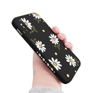 Sunswim Compatible with Galaxy A50 Case Cute Daisy Pattern Full Camera Lens Protection Shockproof TPU Bumper Liquid Silicone Protective Cover Phone Cases for Samsung Galaxy A50/A50s/A30s-Black