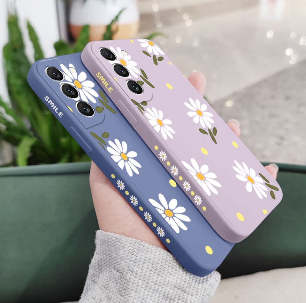 Sunswim Compatible with Galaxy A50 Case Cute Daisy Pattern Full Camera Lens Protection Shockproof TPU Bumper Liquid Silicone Protective Cover Phone Cases for Samsung Galaxy A50/A50s/A30s-Black