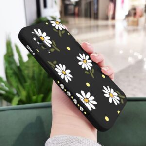 Sunswim Compatible with Galaxy A50 Case Cute Daisy Pattern Full Camera Lens Protection Shockproof TPU Bumper Liquid Silicone Protective Cover Phone Cases for Samsung Galaxy A50/A50s/A30s-Black