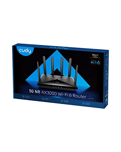 Cudy New 5G NR SA NSA AX3000 WiFi 6 CPE Router, AX3000 Dual SIM 5G Cellular Router, Qualcomm IPQ5018, SDX62, 4 x 4 MIMO, Detachable Antennas, Band Lock, VPN, Zerotier, Cloudflare, P5