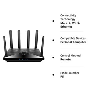 Cudy New 5G NR SA NSA AX3000 WiFi 6 CPE Router, AX3000 Dual SIM 5G Cellular Router, Qualcomm IPQ5018, SDX62, 4 x 4 MIMO, Detachable Antennas, Band Lock, VPN, Zerotier, Cloudflare, P5