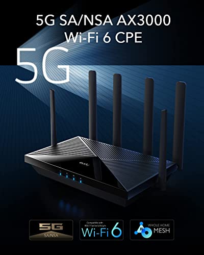 Cudy New 5G NR SA NSA AX3000 WiFi 6 CPE Router, AX3000 Dual SIM 5G Cellular Router, Qualcomm IPQ5018, SDX62, 4 x 4 MIMO, Detachable Antennas, Band Lock, VPN, Zerotier, Cloudflare, P5