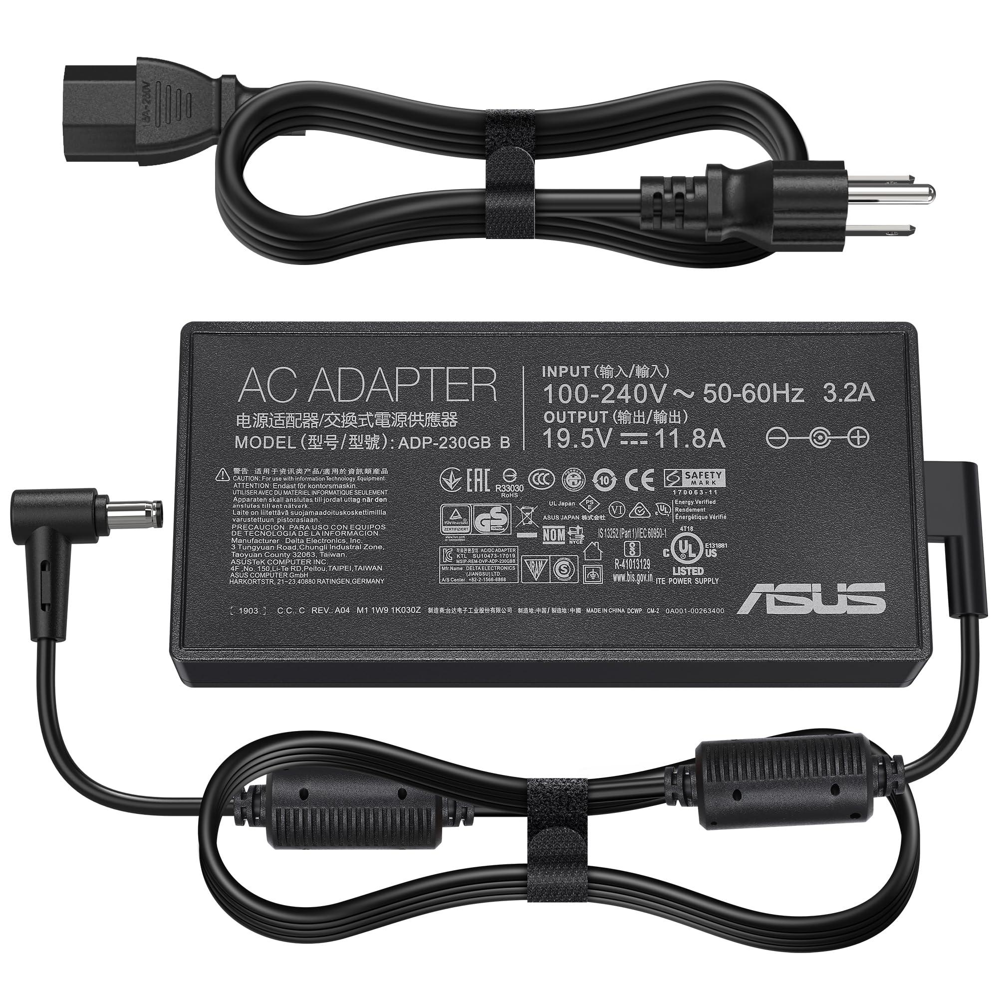 230W Charger 19.5V 11.8A AC Adapter ADP-230GB B Fit for Asus GU501G GU501GM GU501 GU502GV GU502GU ASUS ROG Strix Scar IIGL704GW-EV008R GL504GW-ES097T ROG Zephyrus S GX531GX Laptop Power Supply