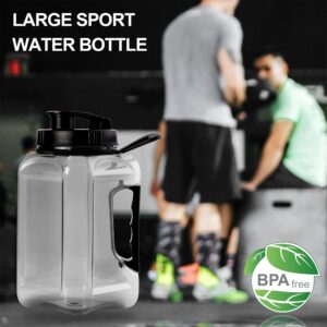 SASRBOBI Half Gallon Water Jug Bottle Large Sports Water Bottle Water Jug With Time Marker BPA Free Reusable Gym Sports Outdoor 64oz Grey