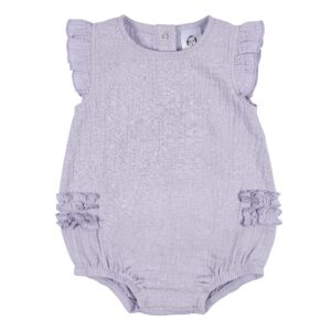 gerber baby girls sleeveless ruffle romper, purple, 0-3 months