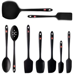 di oro 9-piece silicone kitchen utensil set - 600°f heat-resistant nonstick flexible seamless silicone turner spatulas, spoons, & ladle - nonstick cookware safe tools for baking & cooking - bpa free