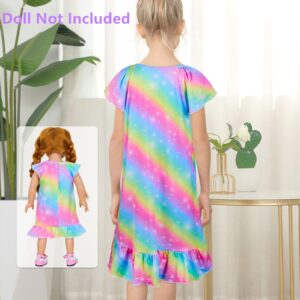 MHJY Doll and Girl Matching Nightgown Unicorn Outfit Princess Pajamas Sleepwear Dress for Girls & American 18" Dolls Clothes Rainbow