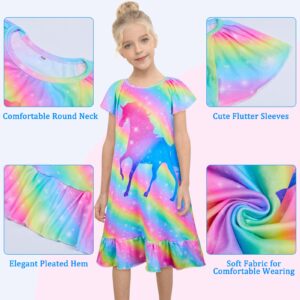 MHJY Doll and Girl Matching Nightgown Unicorn Outfit Princess Pajamas Sleepwear Dress for Girls & American 18" Dolls Clothes Rainbow