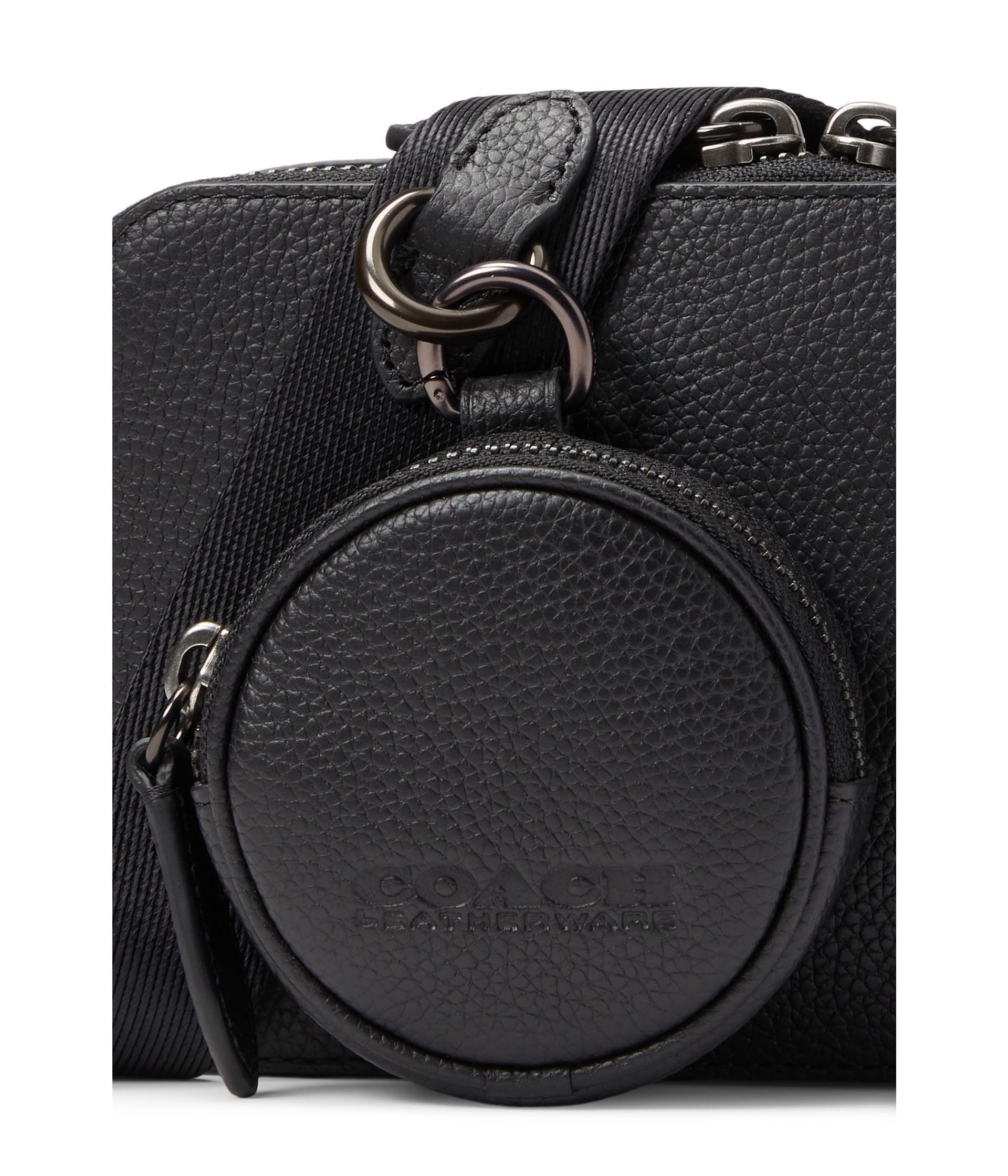 COACH Charter Slim Crossbody in Pebble Leather with Sculpted C Hardware Branding, Black