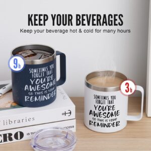 NOWWISH Inspirational Gifts for Women, Sometimes You Forget You're Awesome Coffee Mug, Thank You Gifts, Funny Birthday Gifts for Coworker, Friends, Mom, Wife - White