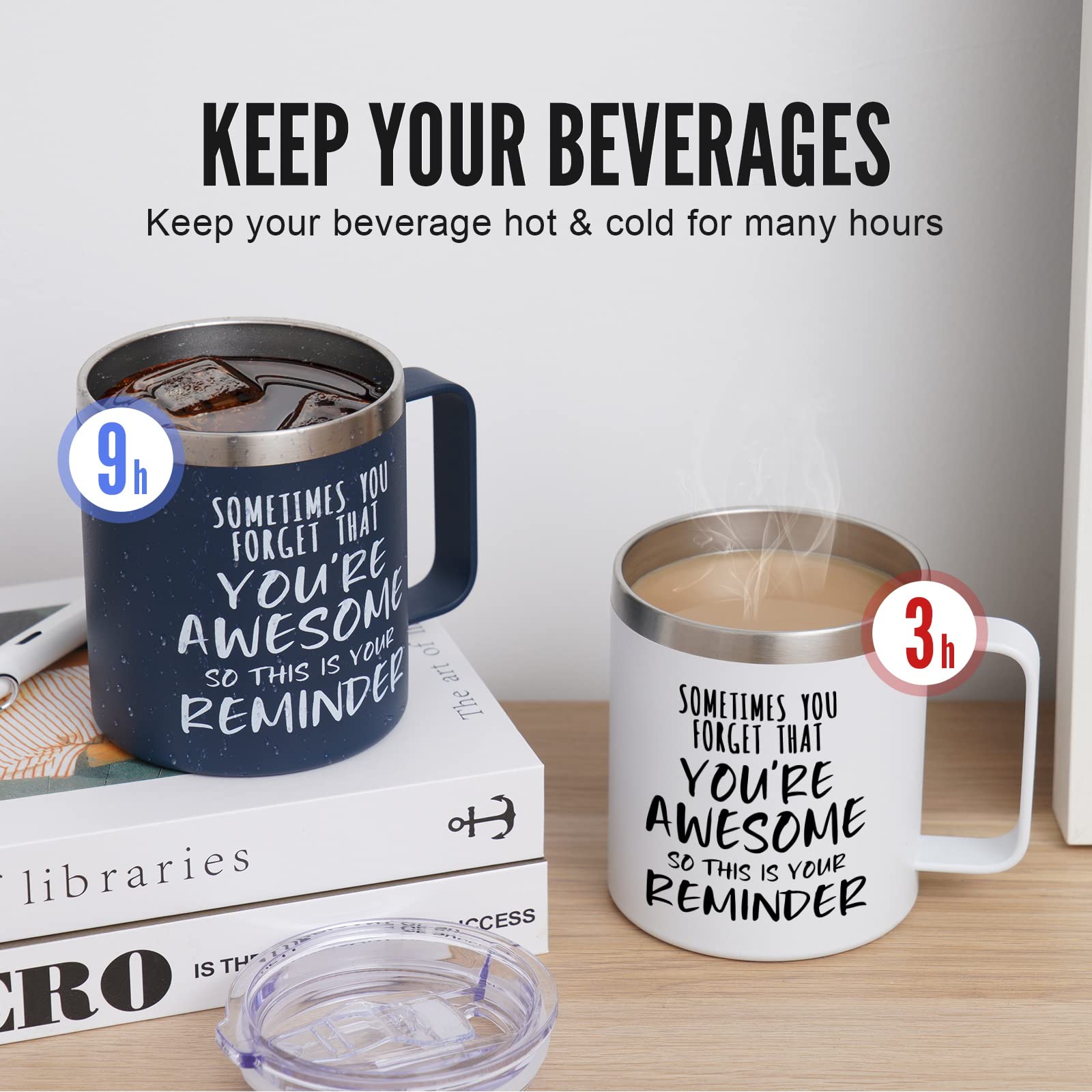 NOWWISH Inspirational Gifts for Women, Sometimes You Forget You're Awesome Coffee Mug, Thank You Gifts, Funny Birthday Gifts for Coworker, Friends, Mom, Wife - White