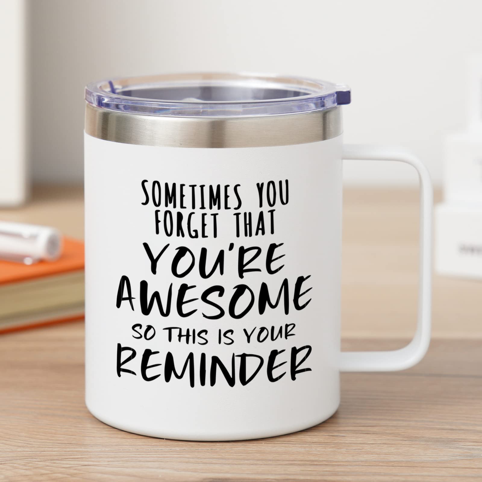 NOWWISH Inspirational Gifts for Women, Sometimes You Forget You're Awesome Coffee Mug, Thank You Gifts, Funny Birthday Gifts for Coworker, Friends, Mom, Wife - White