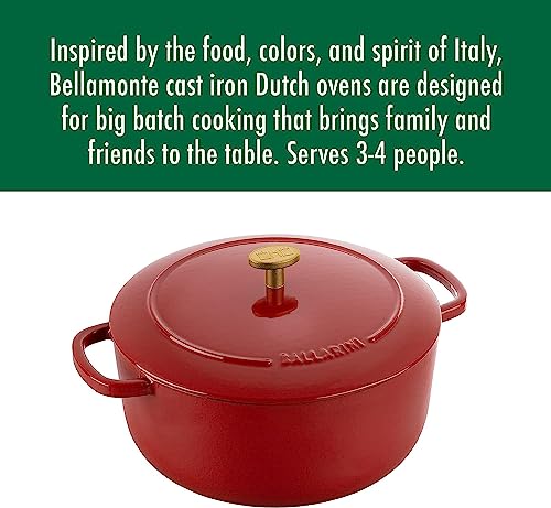 Ballarini Bellamonte Cast Iron Dutch Oven with Lid 4.25-qt, Serves 3-4, Pomodoro Red