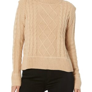 Calvin Klein Women's Petite Long Sleeve Crewneck Effortless Comfort Sweater, Wheat, X-Large