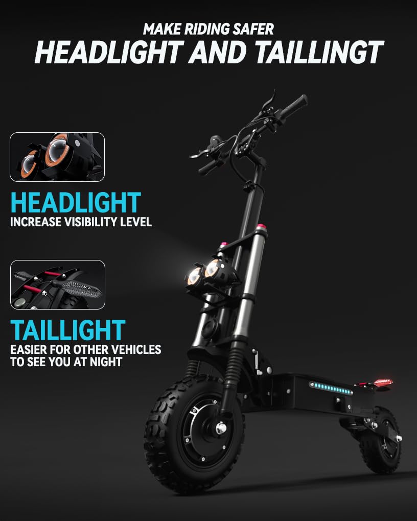 Adults Electric Scooter,Max Speed 50 MPH,5600W High Power Dual Motor,Up to 60Miles Range Battery,11 Inch Pneumatic Off-Road Tires with Detachable Seat for Daily Commuting…