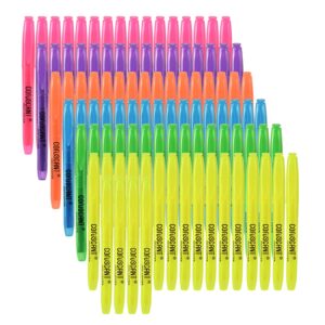 highlighter - 100 pack color highlighter, color transparent visible fluorescent pen shell, wide chisel point mark, fluorescent pen, school, office