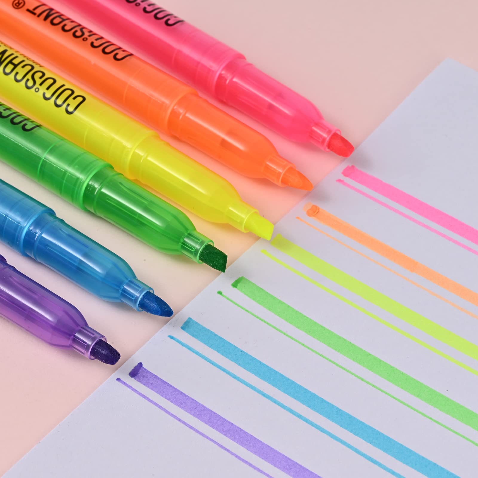 Highlighter - 100 pack color highlighter, color transparent visible fluorescent pen shell, wide chisel point mark, fluorescent pen, school, office