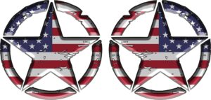cbcdecals -distressed 3d american flag star decal set of 2 left and right