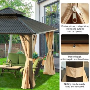 BPS Hardtop Gazebo 12' X 12' Outdoor Tent Shelter Canopy with Netting for Patio, Garden, Yard and Party