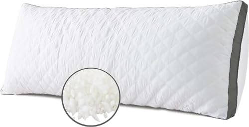 WhatsBedding Memory Foam Body Pillow -Fluffy Body Pillows for Adults -Large Long Bed Pillows for Sleeping - 20x54 inch, White