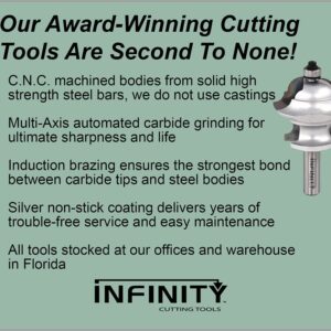 Infinity Cutting Tools 1/4" Shank, mini-Mega Flush Trim Bit, 5/8" C.D. x 7/8" C.H. | Carbide Tip | Heavy-Duty | for Handheld Or Table Mounted Wood Router