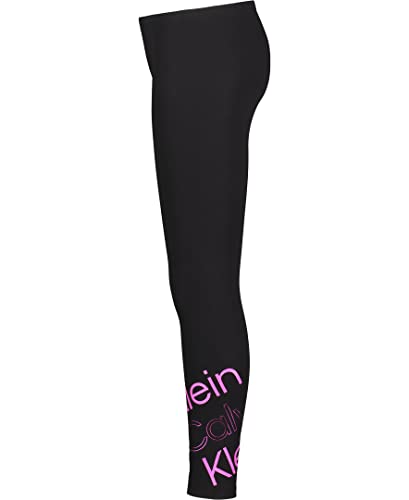 Calvin Klein Girls' Legacy Performance Leggings, Black/Pink, 8-10