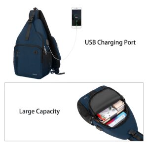 MOSISO Sling Backpack Bag, Crossbody Shoulder Bag Travel Hiking Daypack Chest Bag with Front Square Pocket&USB Charging Port, Teal Green