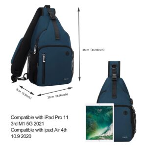 MOSISO Sling Backpack Bag, Crossbody Shoulder Bag Travel Hiking Daypack Chest Bag with Front Square Pocket&USB Charging Port, Teal Green