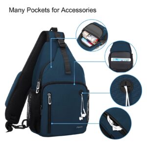 MOSISO Sling Backpack Bag, Crossbody Shoulder Bag Travel Hiking Daypack Chest Bag with Front Square Pocket&USB Charging Port, Teal Green