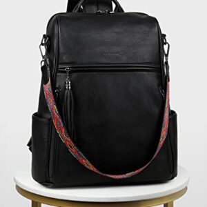 FADEON Laptop Backpack Purse for Women Large Designer PU Leather Laptop Bag, Ladies Computer Shoulder Bags