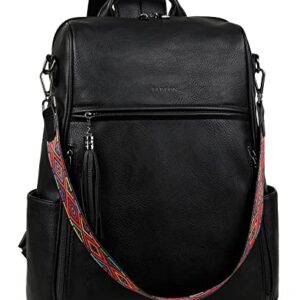 FADEON Laptop Backpack Purse for Women Large Designer PU Leather Laptop Bag, Ladies Computer Shoulder Bags