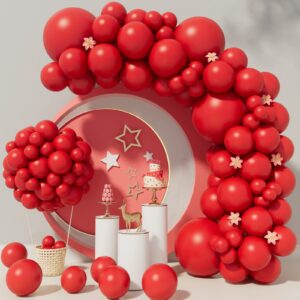 Red Balloons 110Pcs Red Balloon Garland Arch Kit 5/10/12/18 Inch Matte Latex Red Balloons Different Sizes as Birthday Balloons Wedding Valentine’s Day Balloons Christmas Balloons Party Decorations