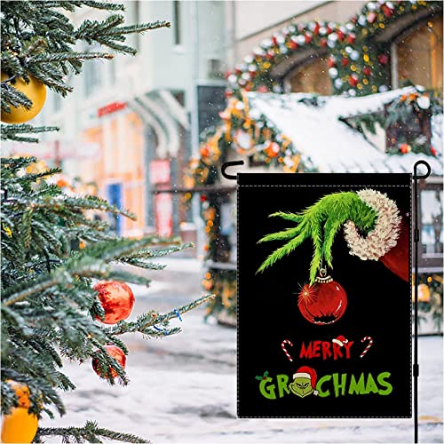 Christmas Garden Flag Christmas Decor - Merry Christmas 12×18 Inch Vertical Burlap Double Sided Xmas Garden Flag for Yard Farm Outdoor Party