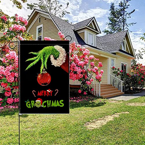 Christmas Garden Flag Christmas Decor - Merry Christmas 12×18 Inch Vertical Burlap Double Sided Xmas Garden Flag for Yard Farm Outdoor Party