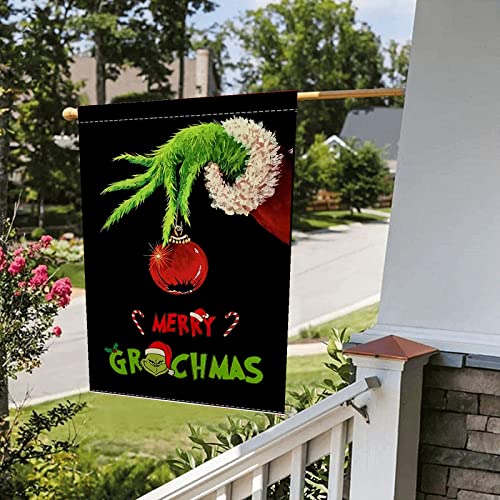 Christmas Garden Flag Christmas Decor - Merry Christmas 12×18 Inch Vertical Burlap Double Sided Xmas Garden Flag for Yard Farm Outdoor Party