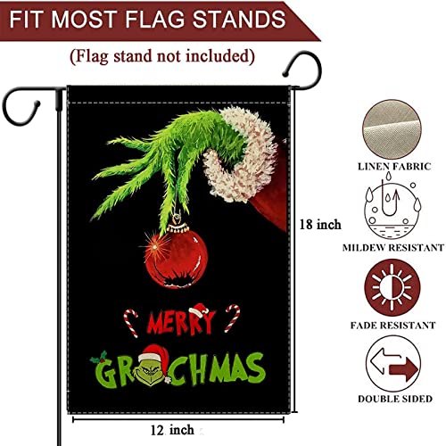 Christmas Garden Flag Christmas Decor - Merry Christmas 12×18 Inch Vertical Burlap Double Sided Xmas Garden Flag for Yard Farm Outdoor Party