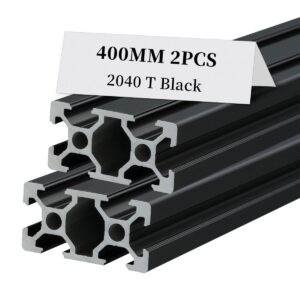 2pcs 2040 t slot aluminum extrusion profile 400mm 15.74inch european standard anodized extruded linear rail guide frame for 3d printer laser engraving cnc automation equipment diy black bella bays