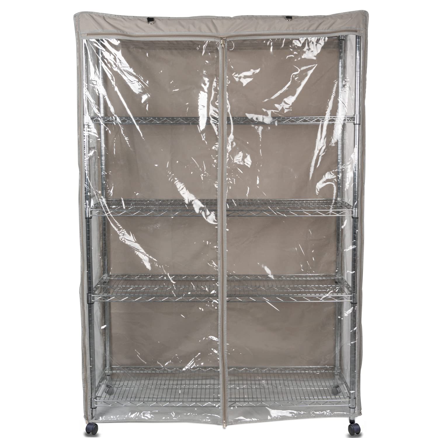 YLOVAN Storage Shelf Cover Wire Rack Shelving Dust Protective, Fits Racks 48" Lx19''Dx72''H Three Side See Through Panel (Cover only)