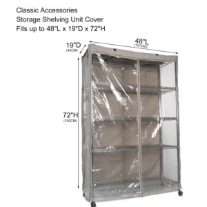 YLOVAN Storage Shelf Cover Wire Rack Shelving Dust Protective, Fits Racks 48" Lx19''Dx72''H Three Side See Through Panel (Cover only)