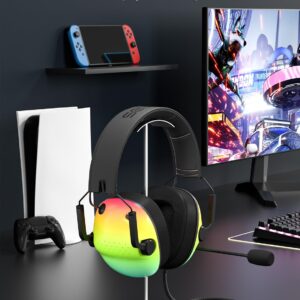 SENZER SG500 Surround Sound Pro Gaming Headset with Noise Cancelling Microphone - Soft Memory Foam Padding - Portable Foldable Headphones for PC, PS4, PS5, Xbox One, Switch - Gradient