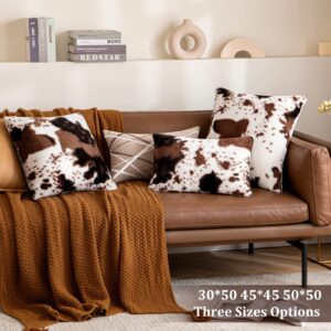 Woaboy Pack of 2 Luxury Faux Fur Throw Pillow Covers Cowhide Decorative Soft Fluffy Plush Couch Throws Brindle Cushion Covers for Couch Living Room Sofa Bedroom 18x18 Inch