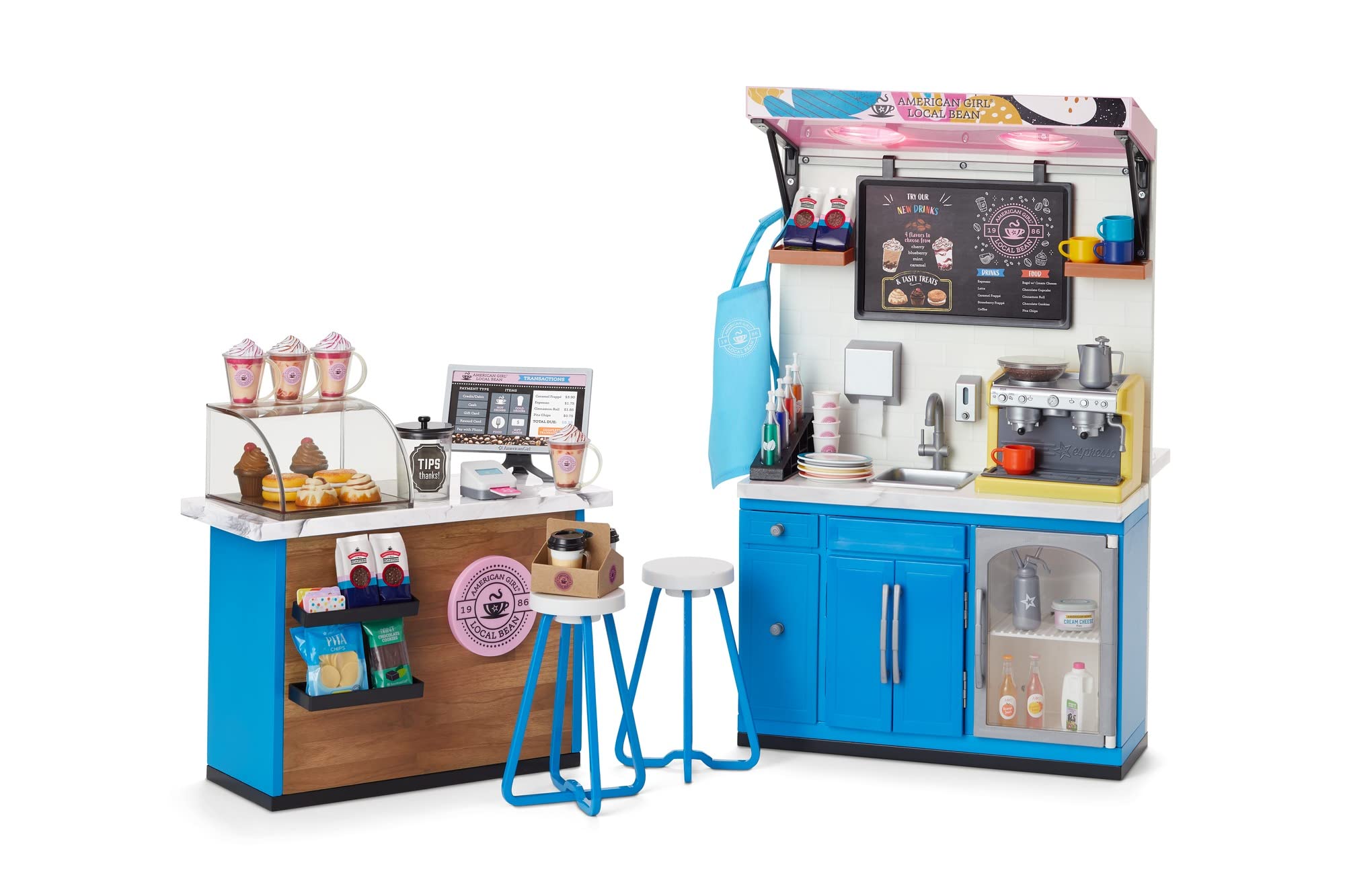 American Girl Truly Me 18-inch Doll Coffee Shop Playset with Pretend Espresso Machine and Cash Register, For Ages 6+