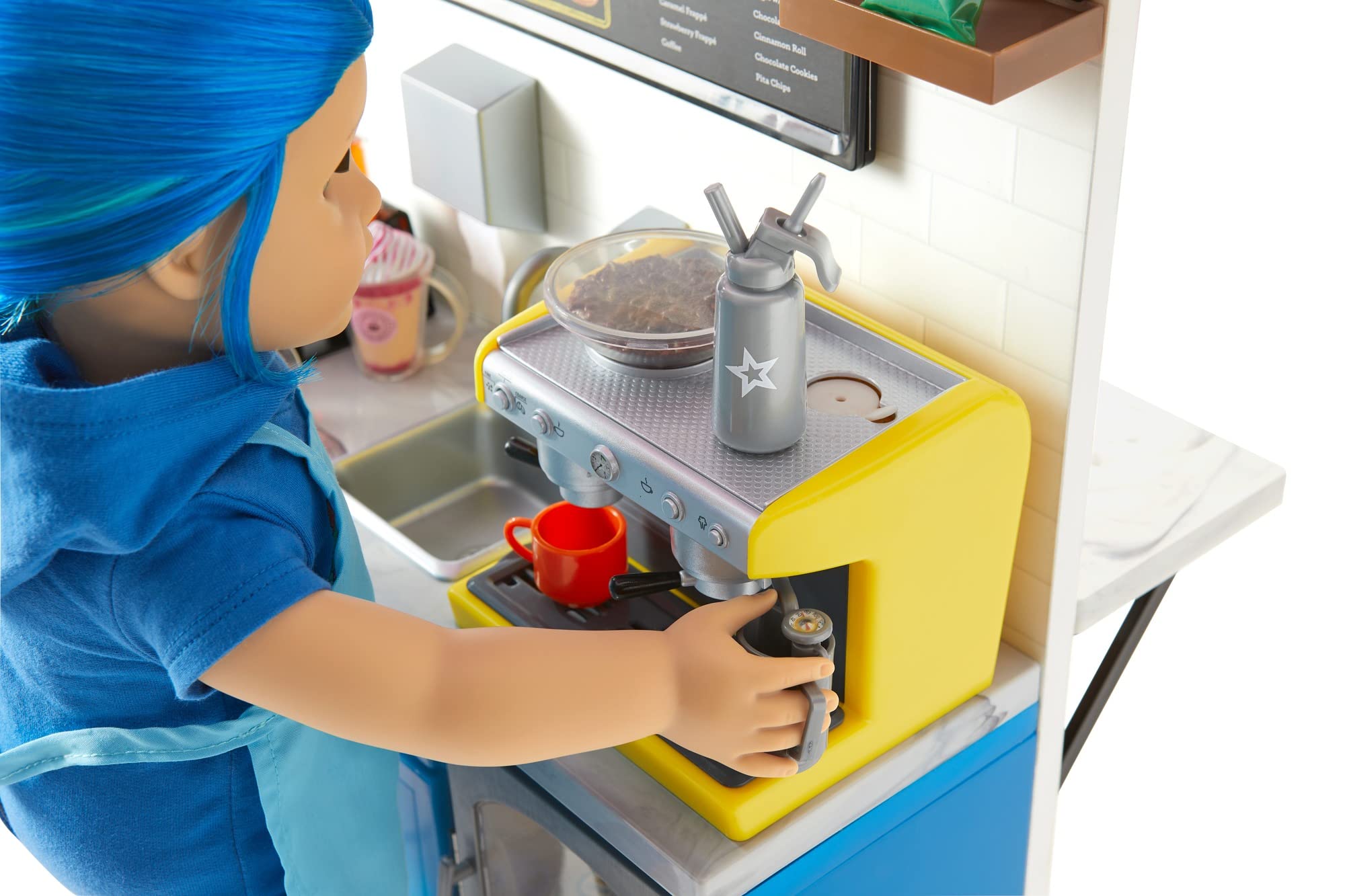 American Girl Truly Me 18-inch Doll Coffee Shop Playset with Pretend Espresso Machine and Cash Register, For Ages 6+