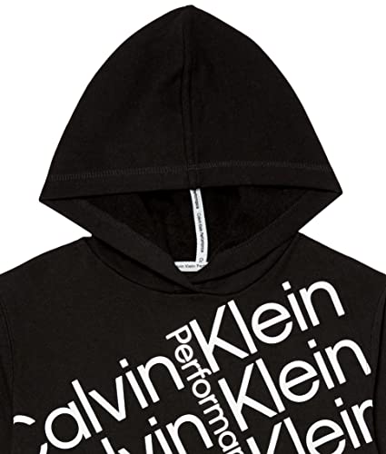 Calvin Klein Girls' Performance Sport Hoodie Sweatshirt, Black Fresh, 12-14