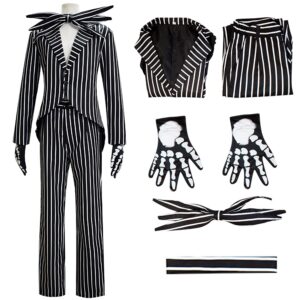 nezababycos Jack Skellington Costume Nightmare Before Christmas Cosplay Sally Uniform Halloween for Adult Men XL