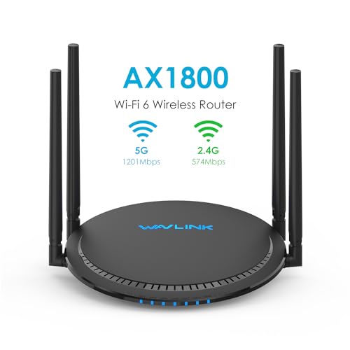 WAVLINK WiFi 6 Router,AX1800 Wireless Router, Dual Band Gigabit WiFi Internet up to 1,500 sq. ft and 64+ Devices, Router, TouchLink, Parental Control, QoS,for Home