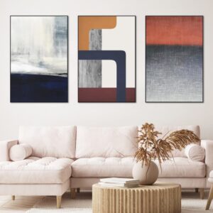 Wall Art, Boho Oil Painting Photo Modern Posters Prints Ready to Decorate Hanging Living Room Bedroom Bathroom Office Home Wall Decor (Abstract oil painting, 16" X 24" X 3 pieces)